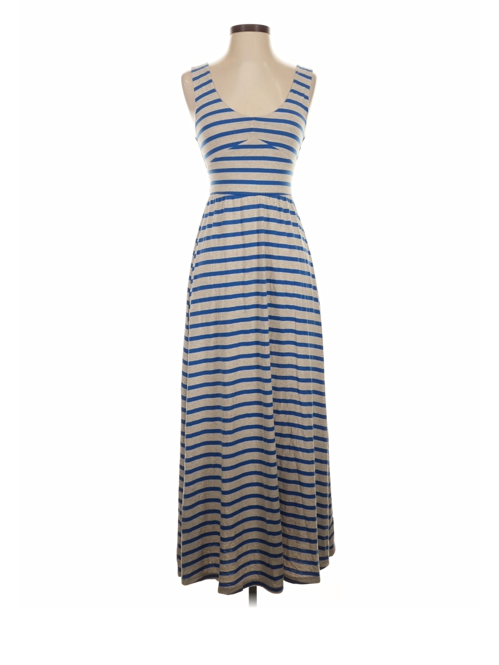 Puella Striped Blue and Gray Sleeveless Maxi Dress